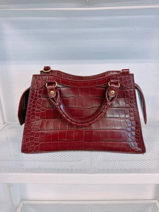 Luxury Balenciaga  Women s Burgundy Neo Classic Croc Calf Leather Mini City Bag 638524 23EF1 6526