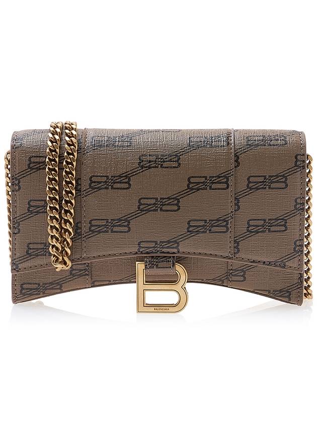 Luxury Balenciaga  Hourglass BB Monogram Chain Long Wallet Brown