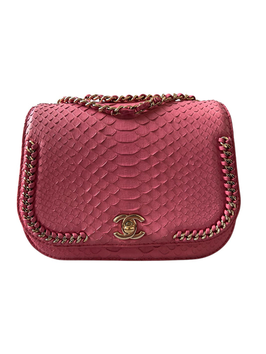 Chanel Braid Around Python Flap Pink GHW SYCYR188