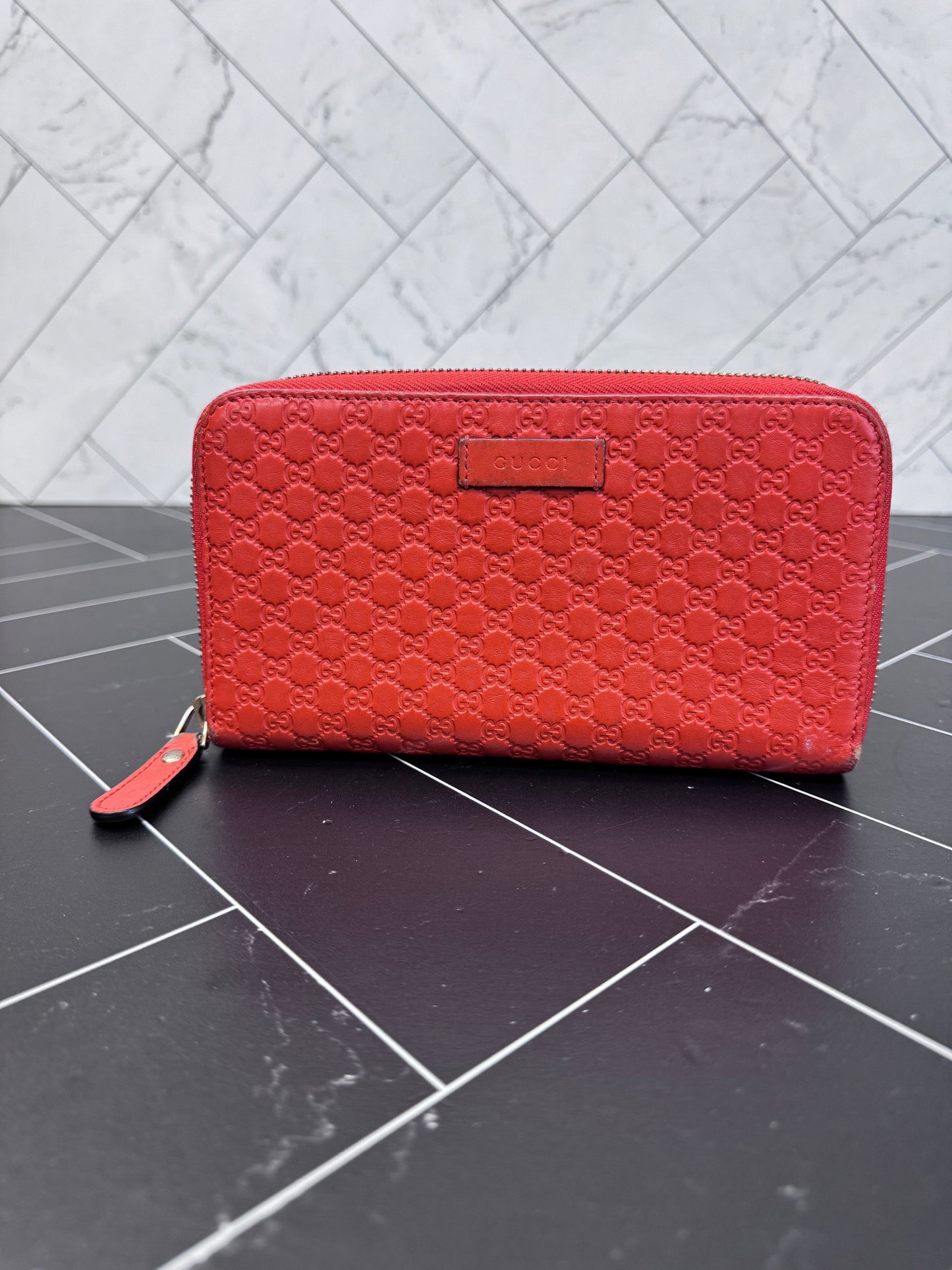 Gucci Orange Micro Guccisima Zippy Wallet