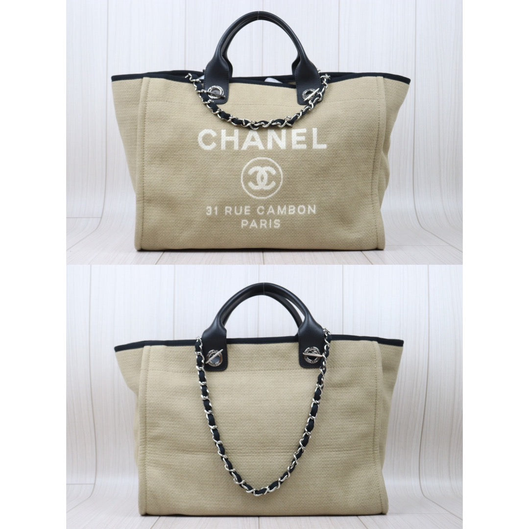 Rank A｜ CHANEL Canvas Tote Bag Khaki Large｜P24061127