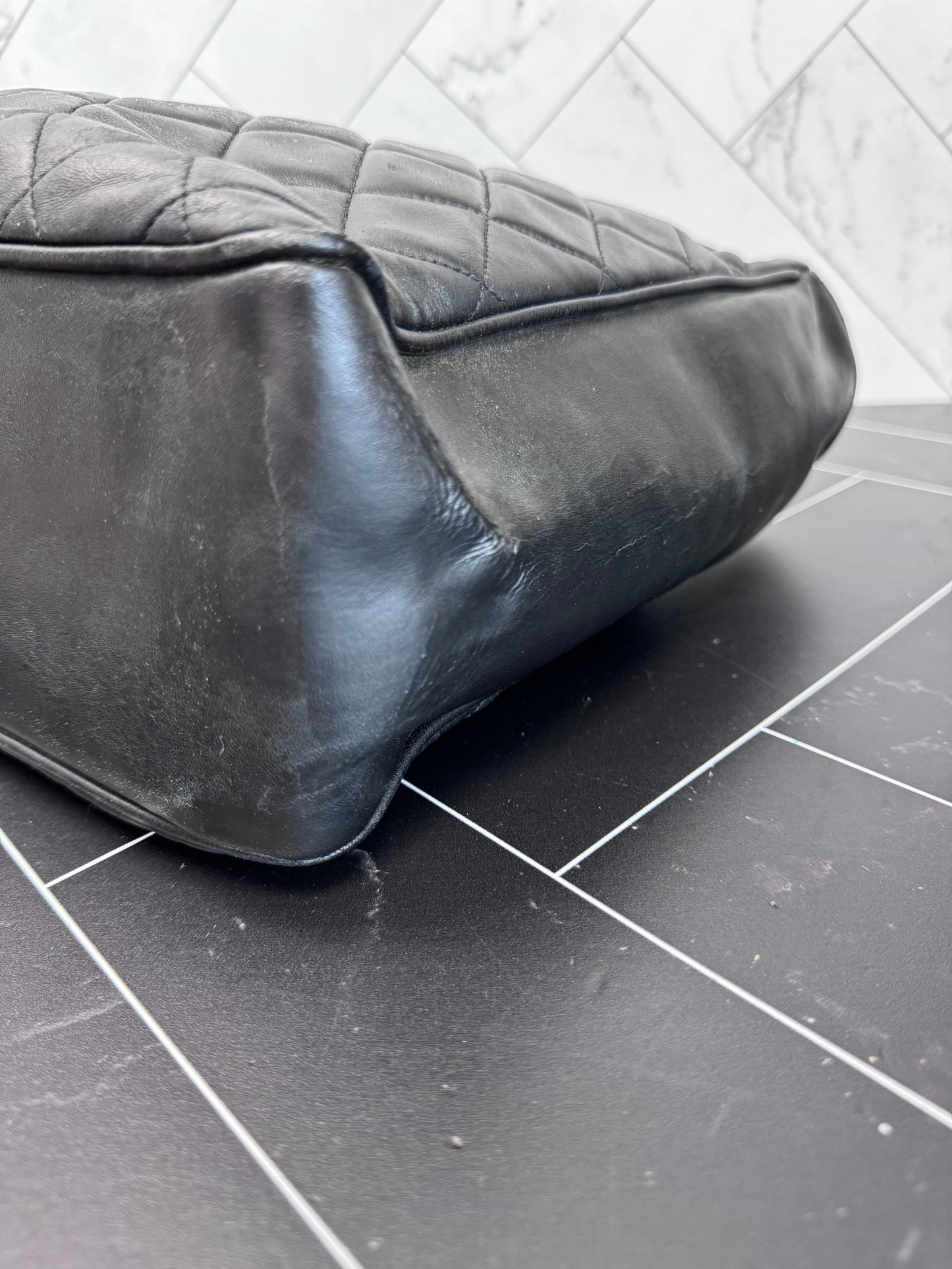 Chanel Vintage Black Lambskin Shopping Tote