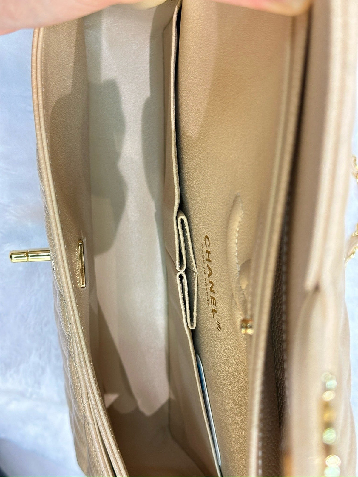 Chanel Medium Caviar Classic Double Flap Bag Beige