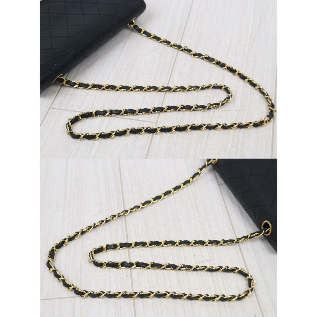 Good ( Rank AB)｜ CHANEL Matrasse Lamb Skin Chain Bag Black Made in 1989-1991 Year｜P25031407