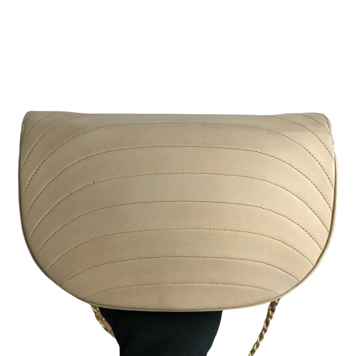 Quilted Demi Lune Lambskin Leather Beige GHW