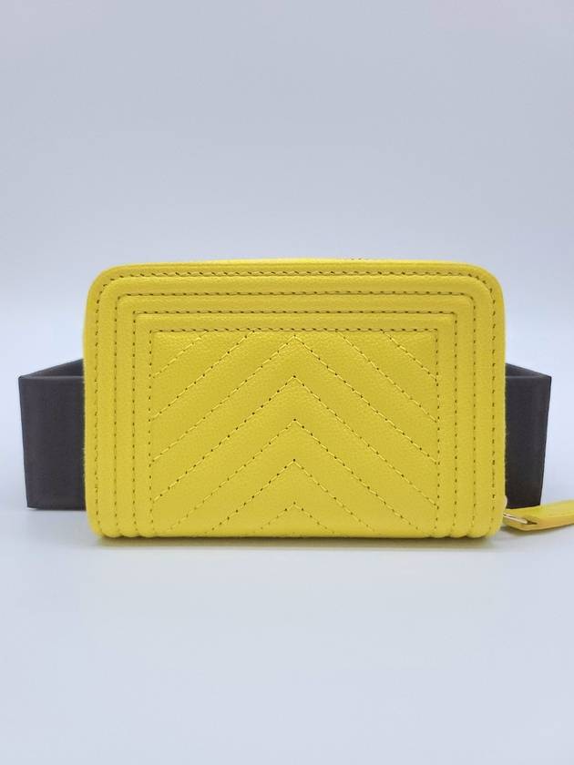 Boy Chevron Zipper Card Wallet Lime Chanel