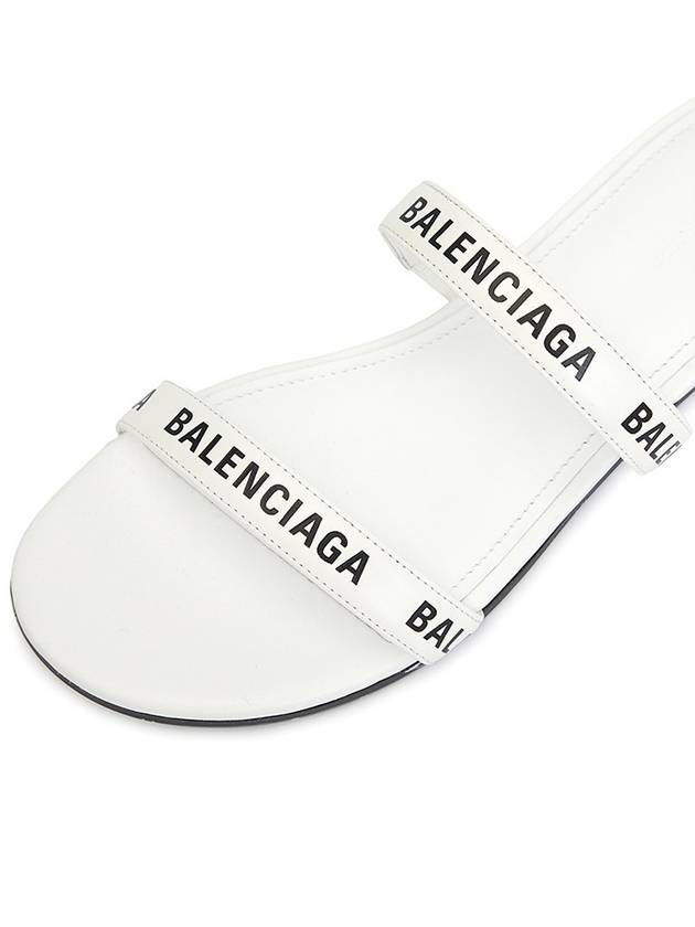 Luxury Balenciaga  Logo Round Slippers White