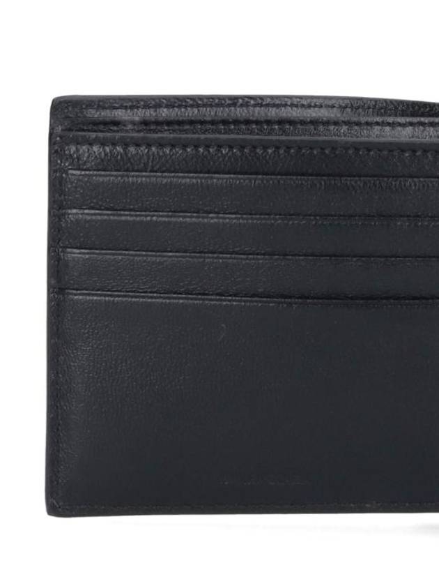 Luxury Balenciaga  Logo Print Leather Half Wallet Black