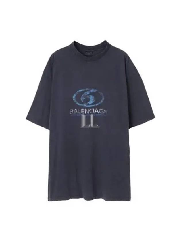 Luxury Balenciaga  Surfer Medium Fit Short Sleeve T-Shirt Navy