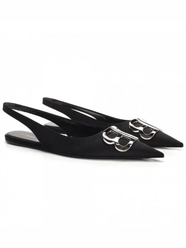Luxury Balenciaga  BB Logo Slingback Flat Black