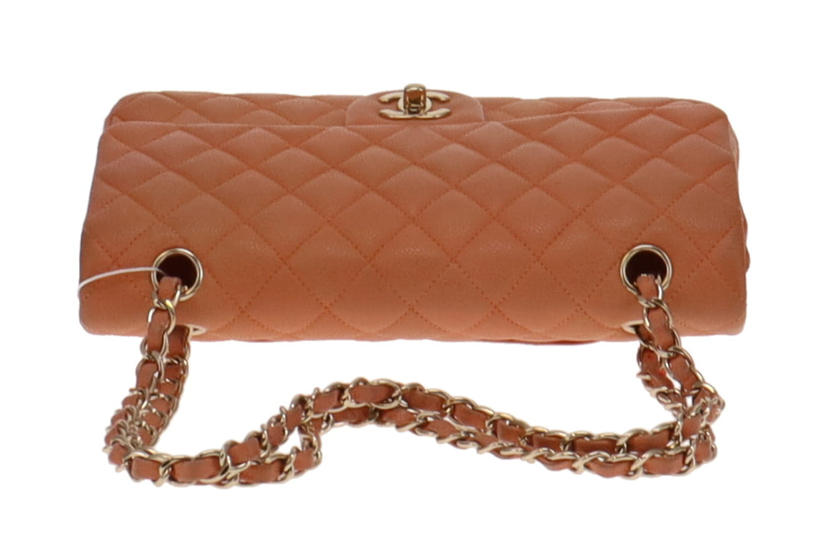 Chanel Peach Caviar Leather Classic Medium Double Flap Bag 2012