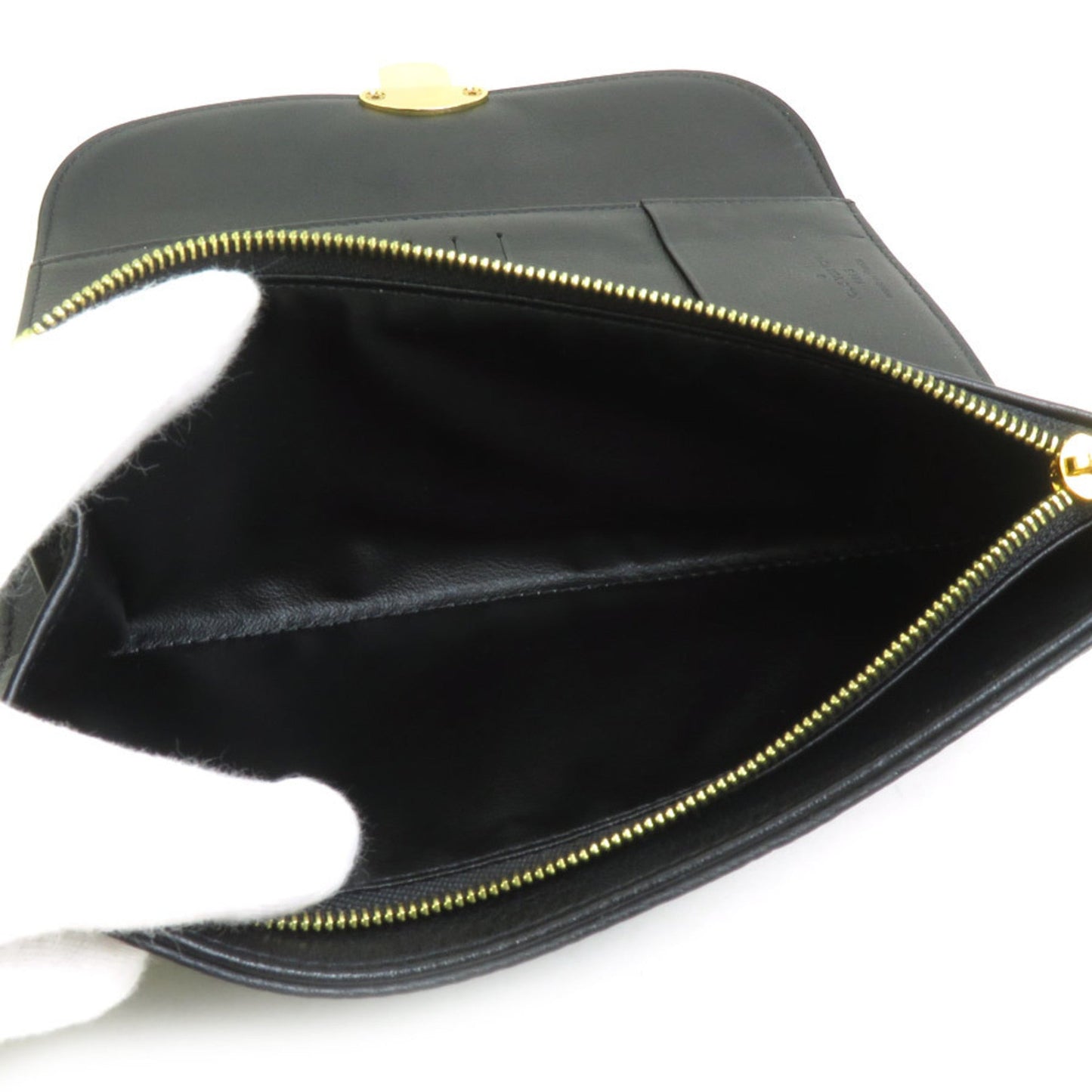 Louis Vuitton Mahina Monogram Noir Mahina Leather Long Wallet (Tri-Fold)