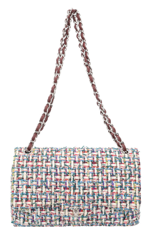 CHANEL Double Flap Bag Fantasy Tweed Large