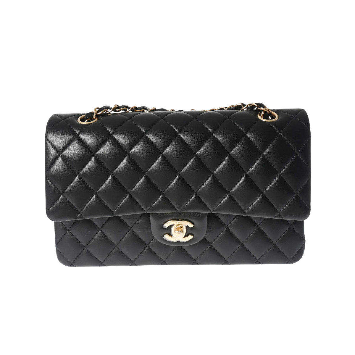 Chanel Chanel Mattress W Flap Chain Shelter 25cm Black Gold Tools A01112 Lady Ramskin Shelter Bag Unused