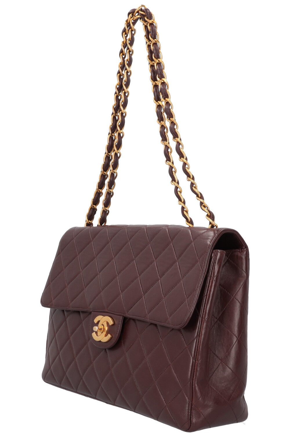 CHANEL Vintage Jumbo Single Flap Bag Burgundy
