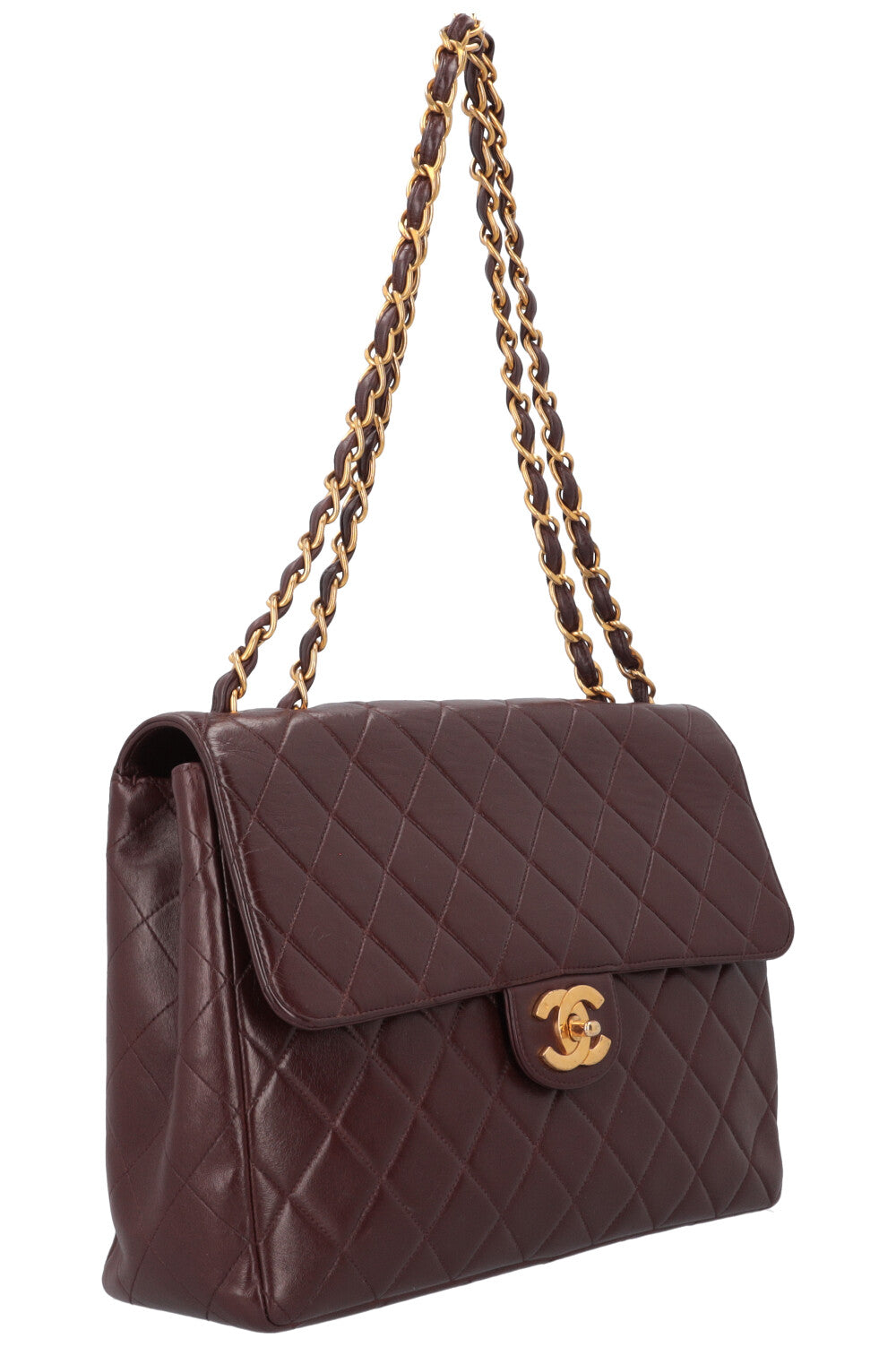 CHANEL Vintage Jumbo Single Flap Bag Burgundy