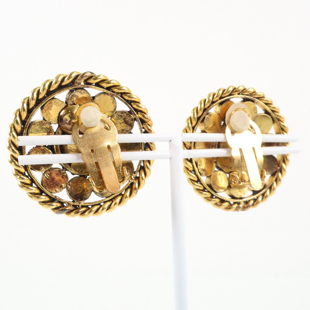 CHANEL Earring Plated Gold, Rhinestones Blue Women Used