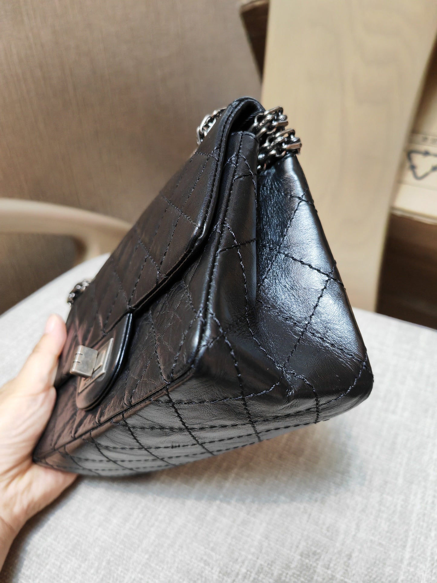 Excellent（Rank SA）｜ CHANEL Mini 2.55 Badge Matelasse Black Chain Shoulder Bag ｜7118-1