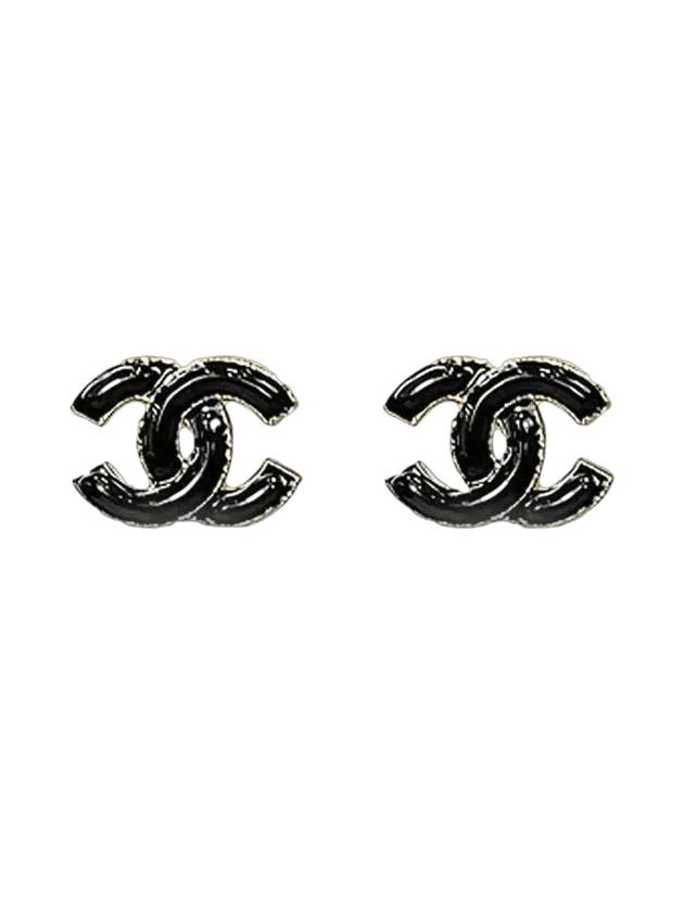CC Logo Earrings Gold Black Chanel