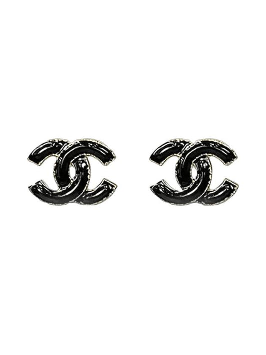 CC Logo Earrings Gold Black Chanel