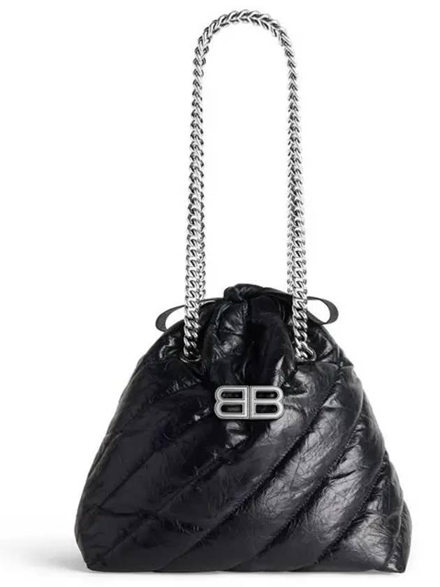 Luxury Balenciaga  Crush Embellished Logo Quilted Leather Tote Bag Black