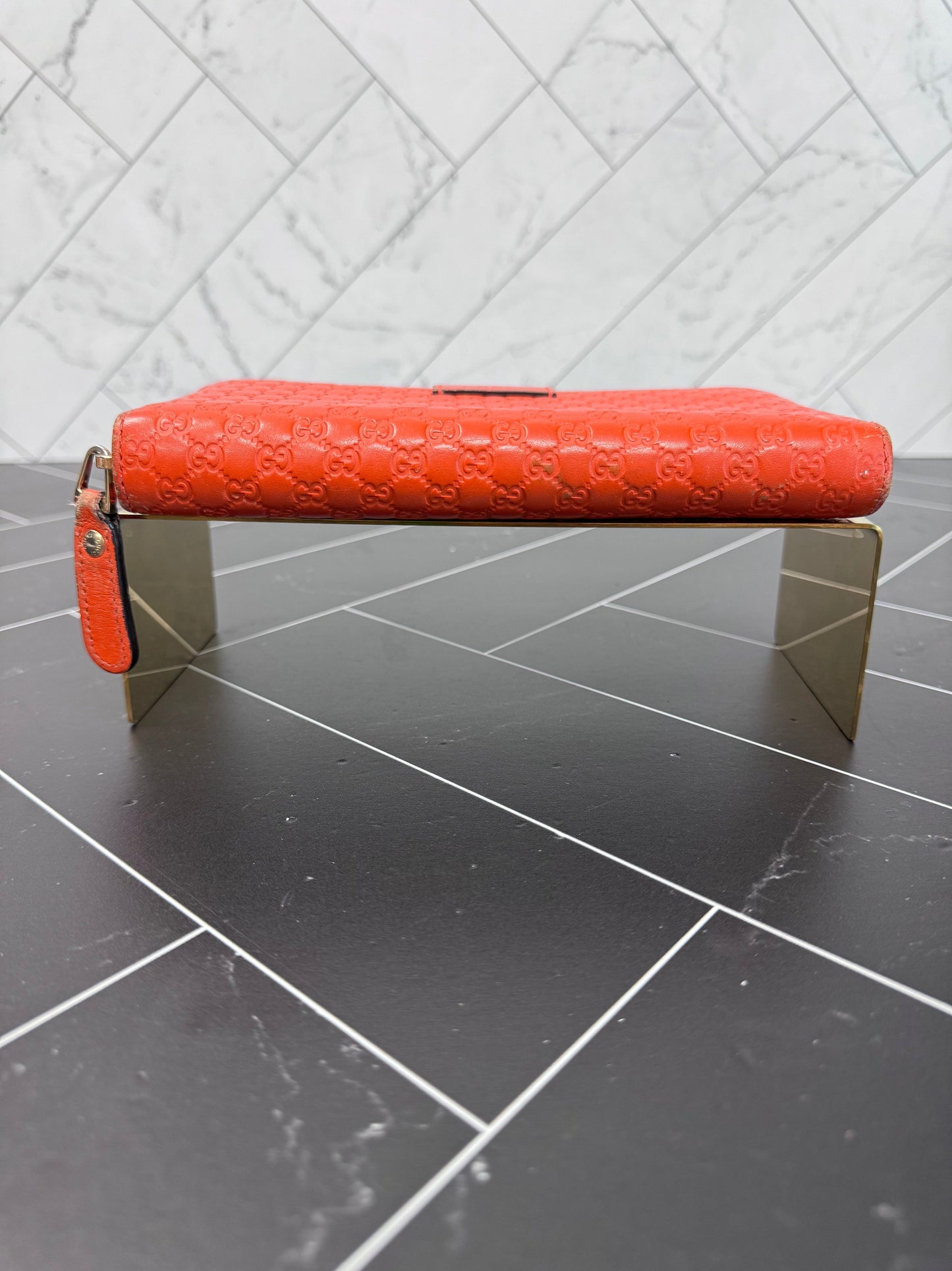 Gucci Orange Micro Guccisima Zippy Wallet