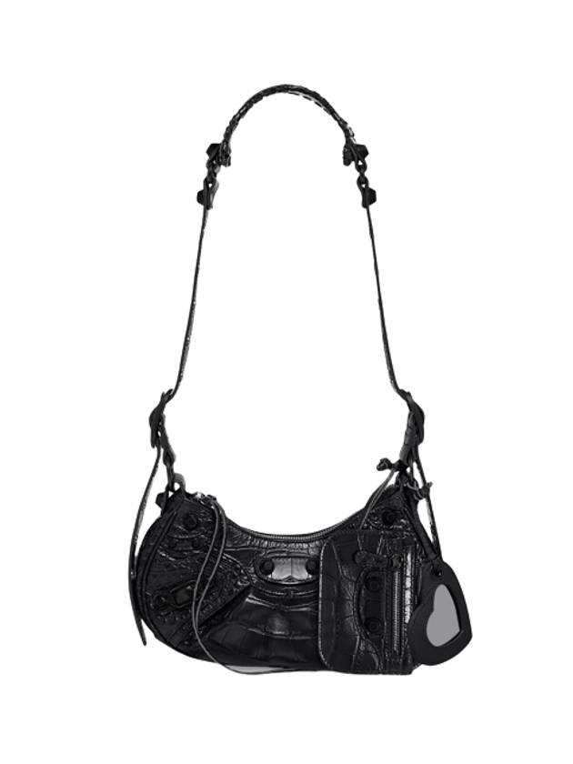 Luxury Balenciaga  Le Cagole XS Crocodile Leather Shoulder Bag Matte Black