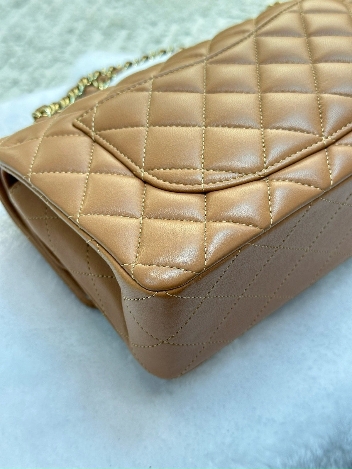 Chanel Small Lambskin Classic Double Flap Bag Dark Beige LGHW