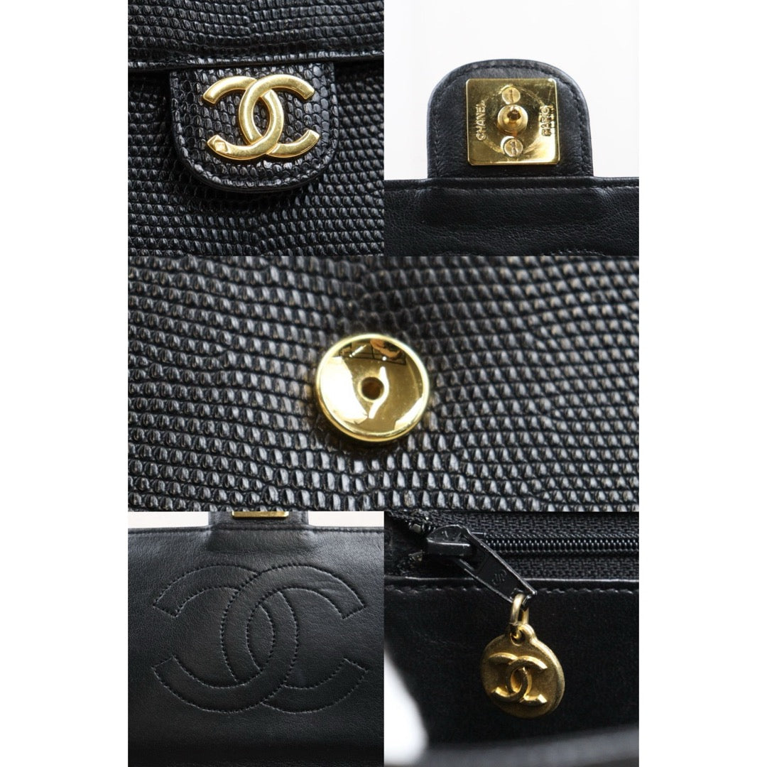 Very Good ( Rank A)｜ CHANEL  Lizard Skin Chain CF 25 Shoulder Bag Made in 1986-1988 Year ｜Y25051901