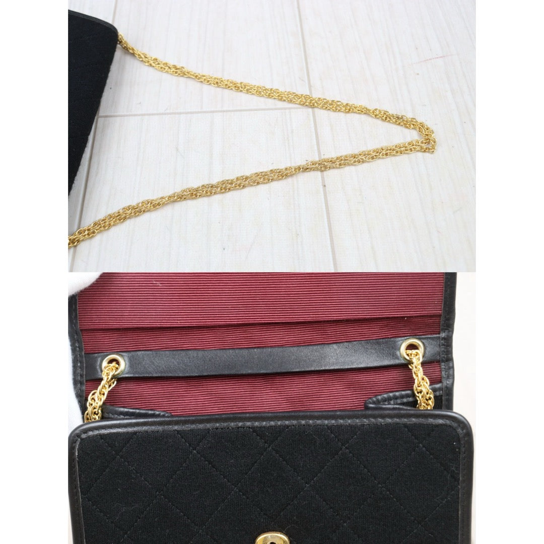 Very Good ( Rank A)｜ CHANEL Mini Coco Mark Matrasse Canvas Chain Shoulder Bag Black｜25032704