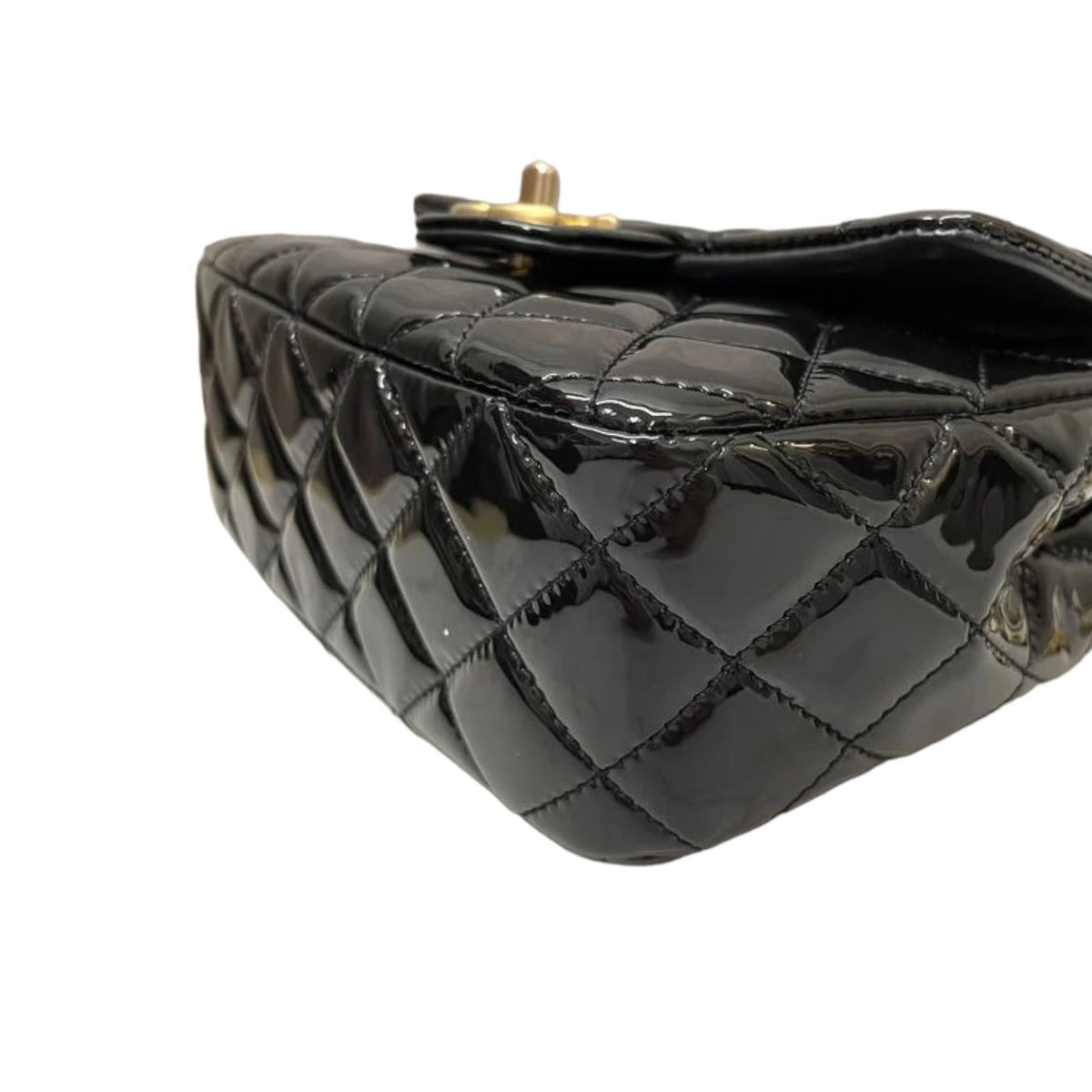 Coco Hearts Square Flap Small Patent Enamel Black GHW