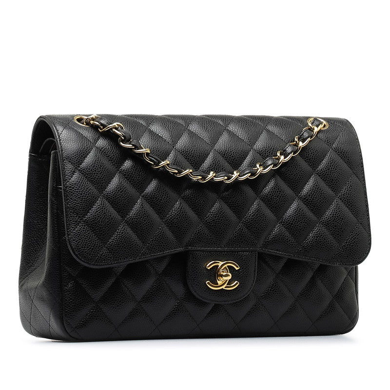 Chanel Decamatrasse 30 Coco Double Flap Chain Shoulder Bag Black Caviar S  CHANEL