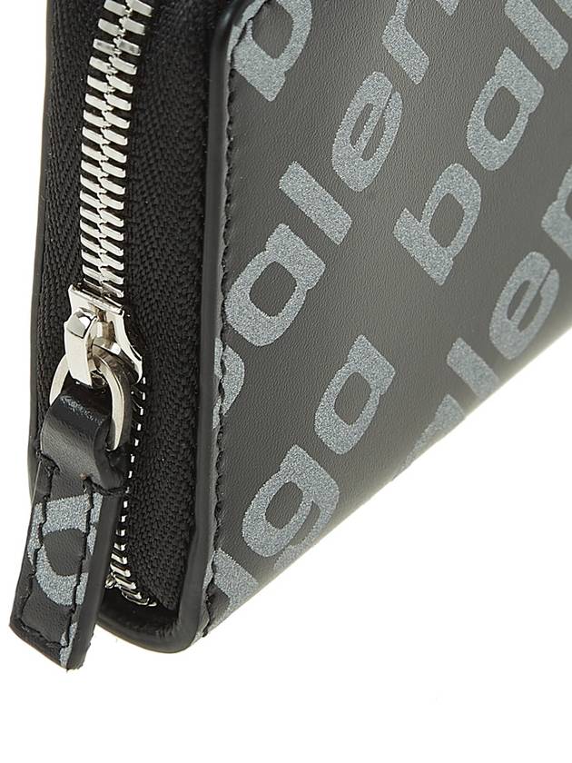 Luxury Balenciaga  All Over Logo Zip Around Half Wallet Black