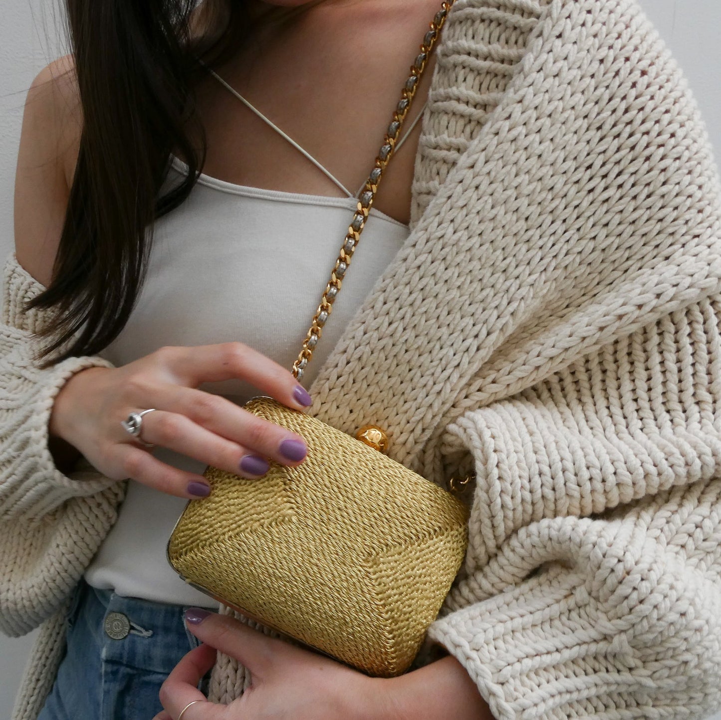 Chanel 1998 Woven Evening Bag Gold