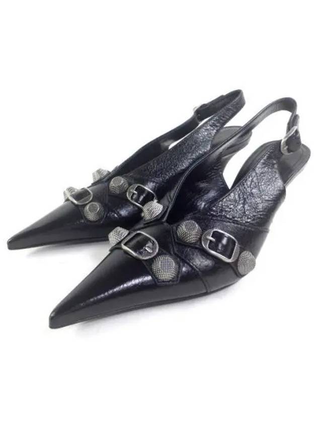 Luxury Balenciaga  Cagole Slingback Heels Black
