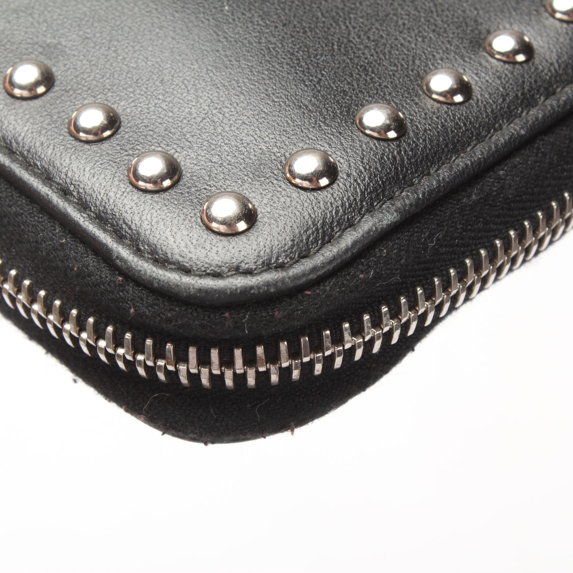 PRADA Studded Leather Zip Around Wallet