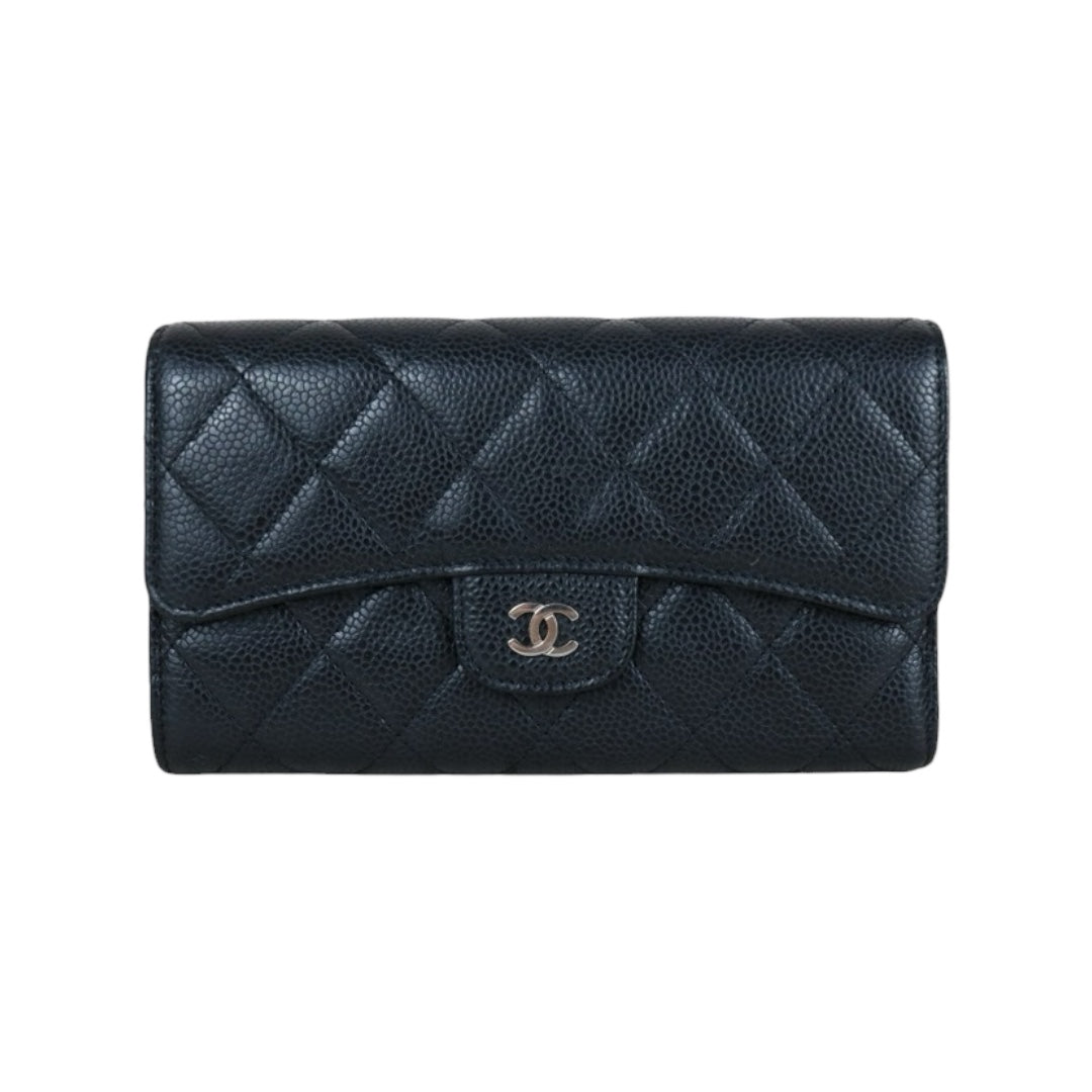 Very Good ( Rank A)｜CHANEL Caviar Skin Black Long Wallet Made In 2014 - 2015 Year｜X25050604