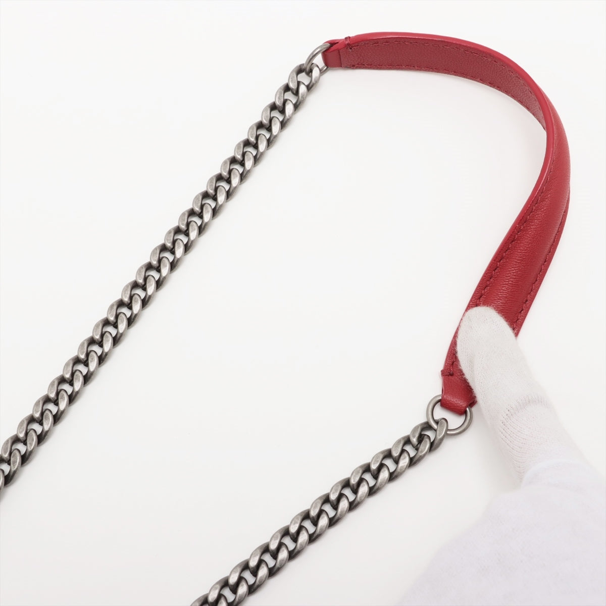 Chanel Matrasse Leather Chain Shoulder Bag Red Silver G  23rd