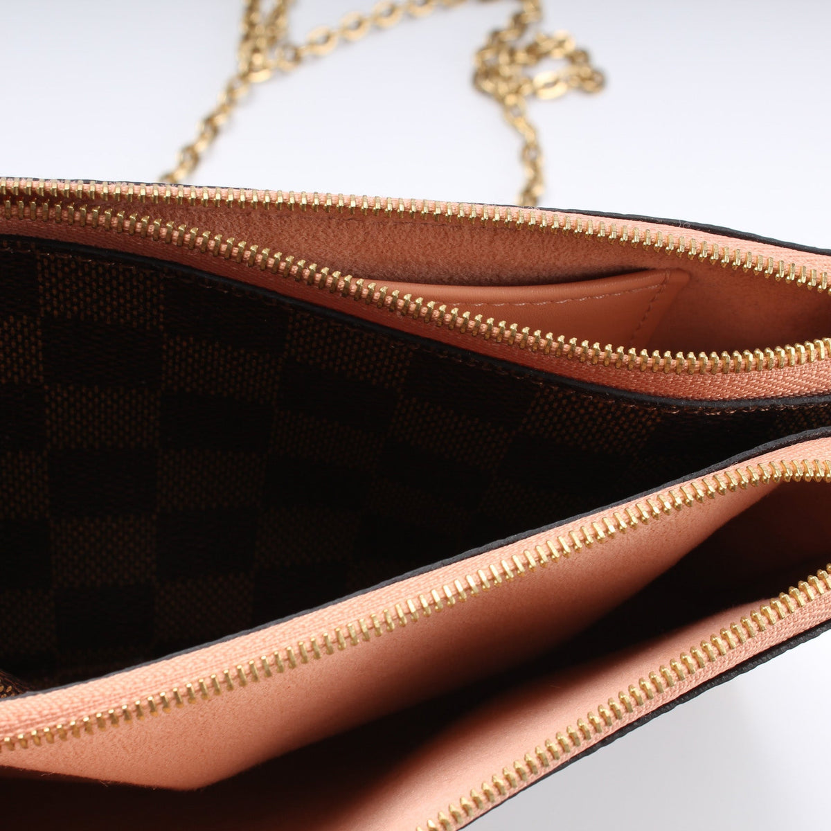 Pochette Double Zip Damier Ebene