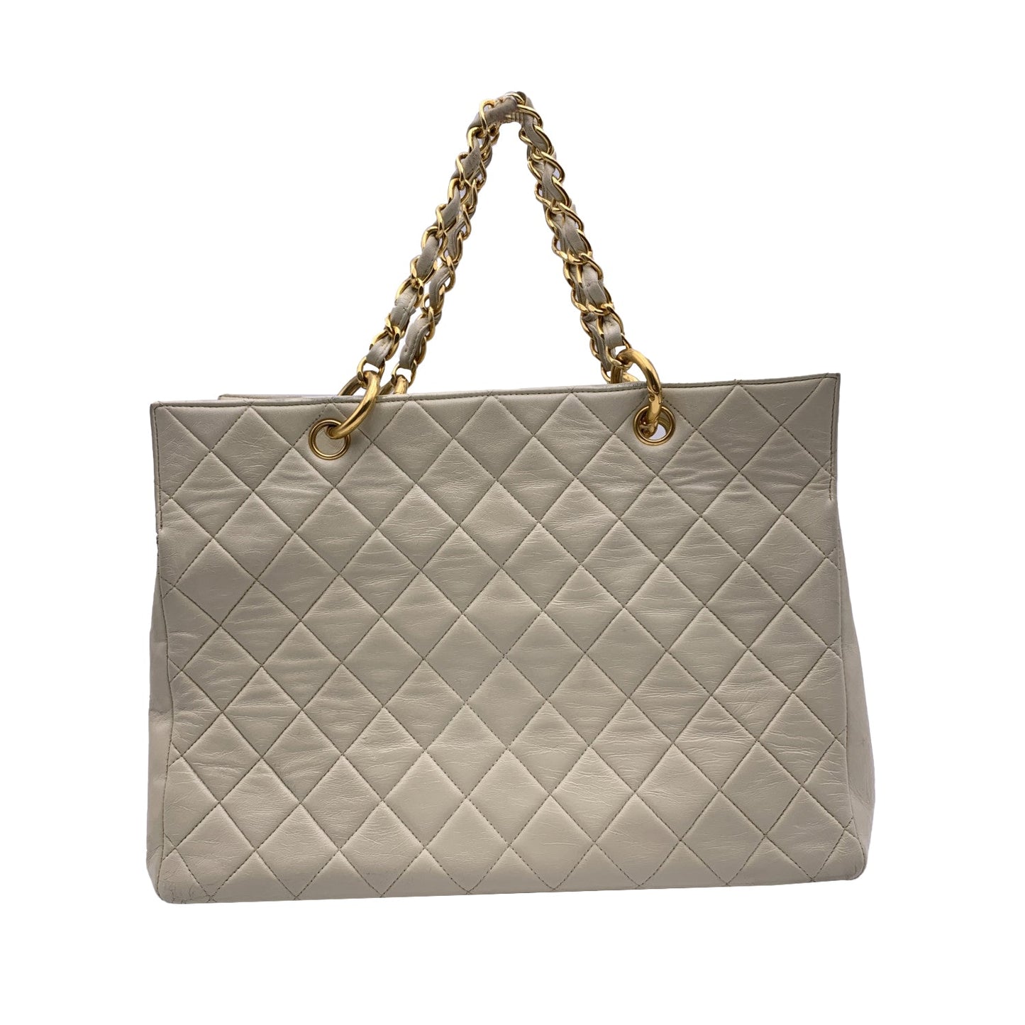 CHANEL Vintage Beige Quilted Leather Gst 1997 Grand Shopping Tote