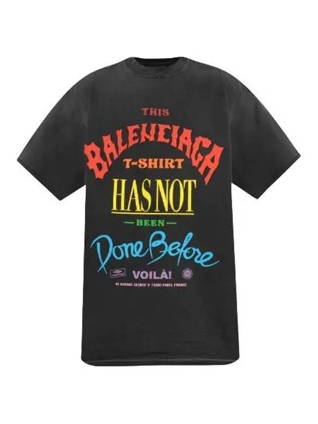 Luxury Balenciaga  Slogan Print Oversized Short Sleeve T-Shirt Black
