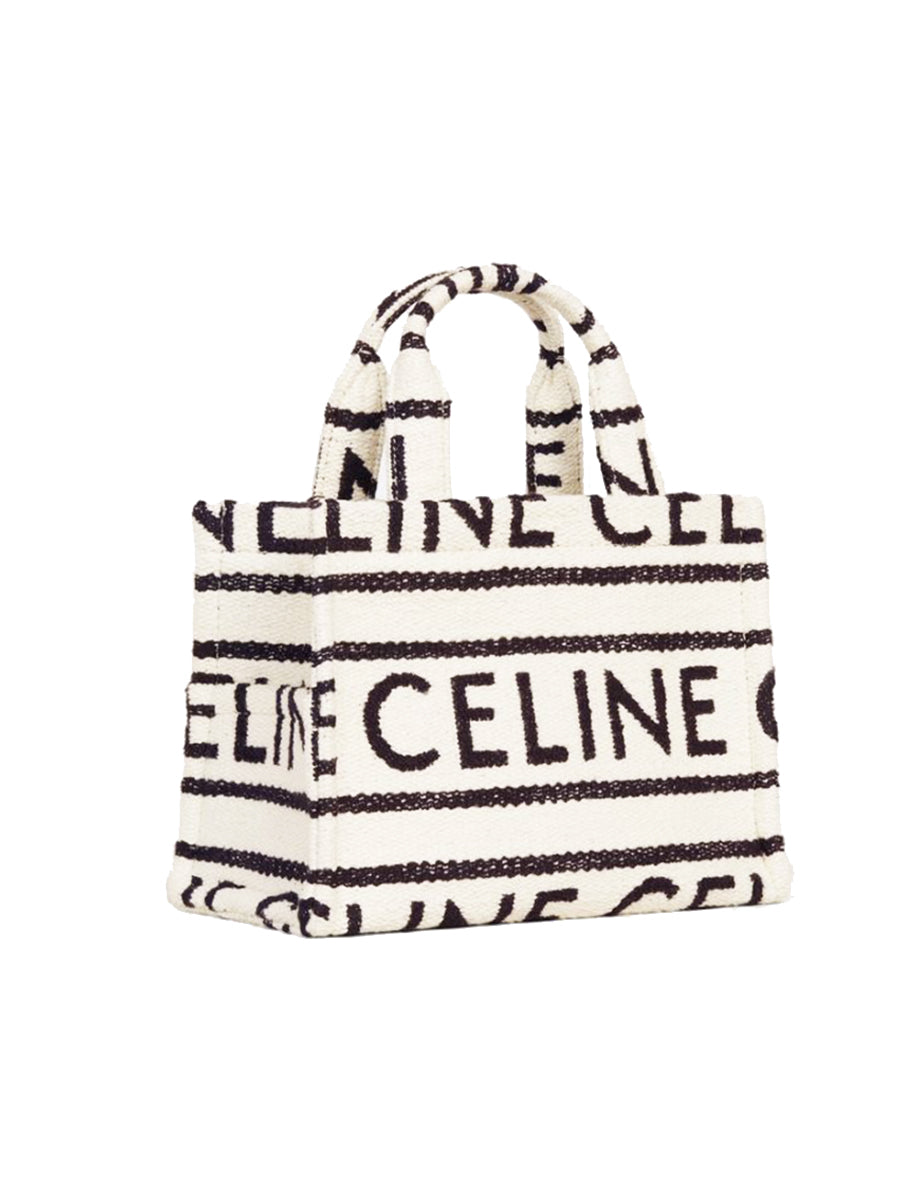 Small Cabas Thais in Textile with Celine All-Over White/Black