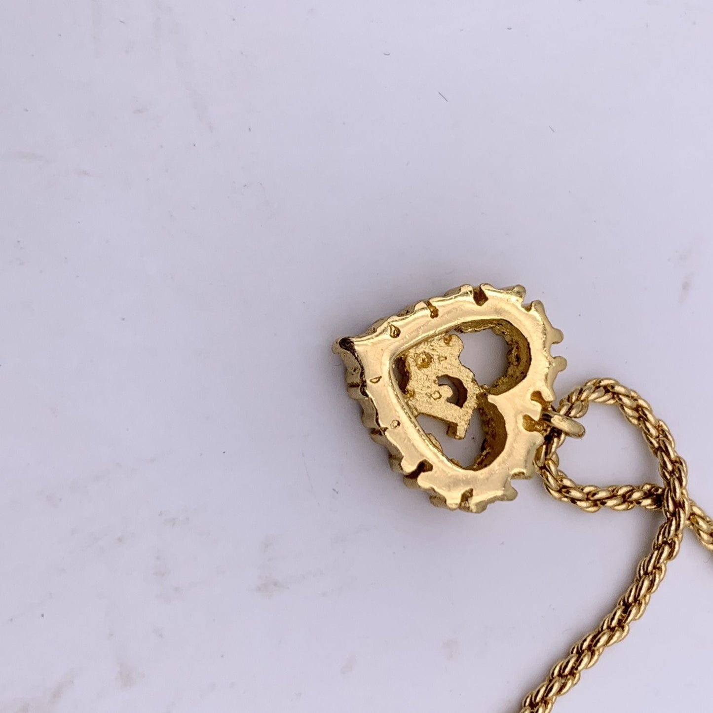 CHRISTIAN DIOR Gold Metal Dior Oval Logo Rhinestones Necklace
