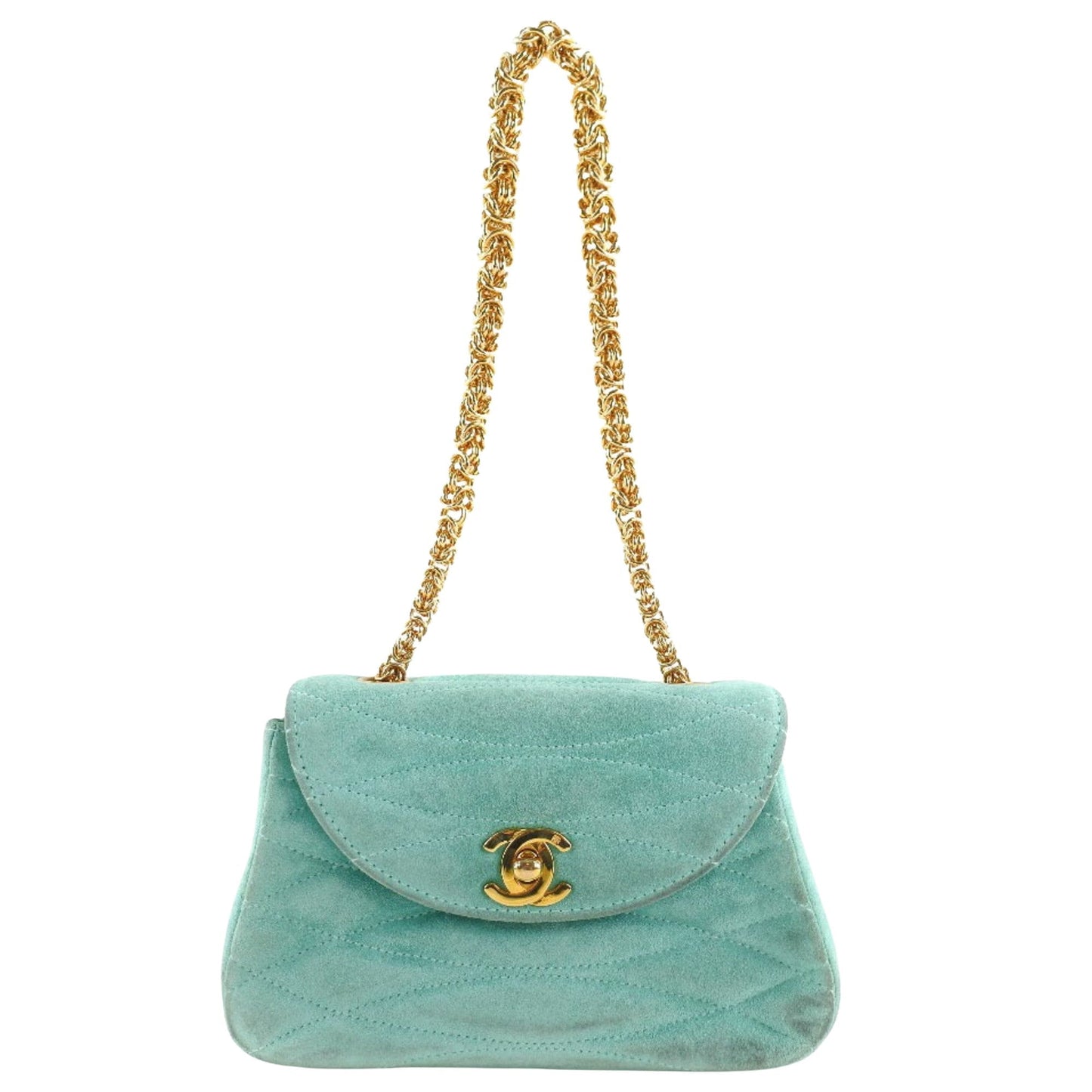 Chanel Green Suede Clutch