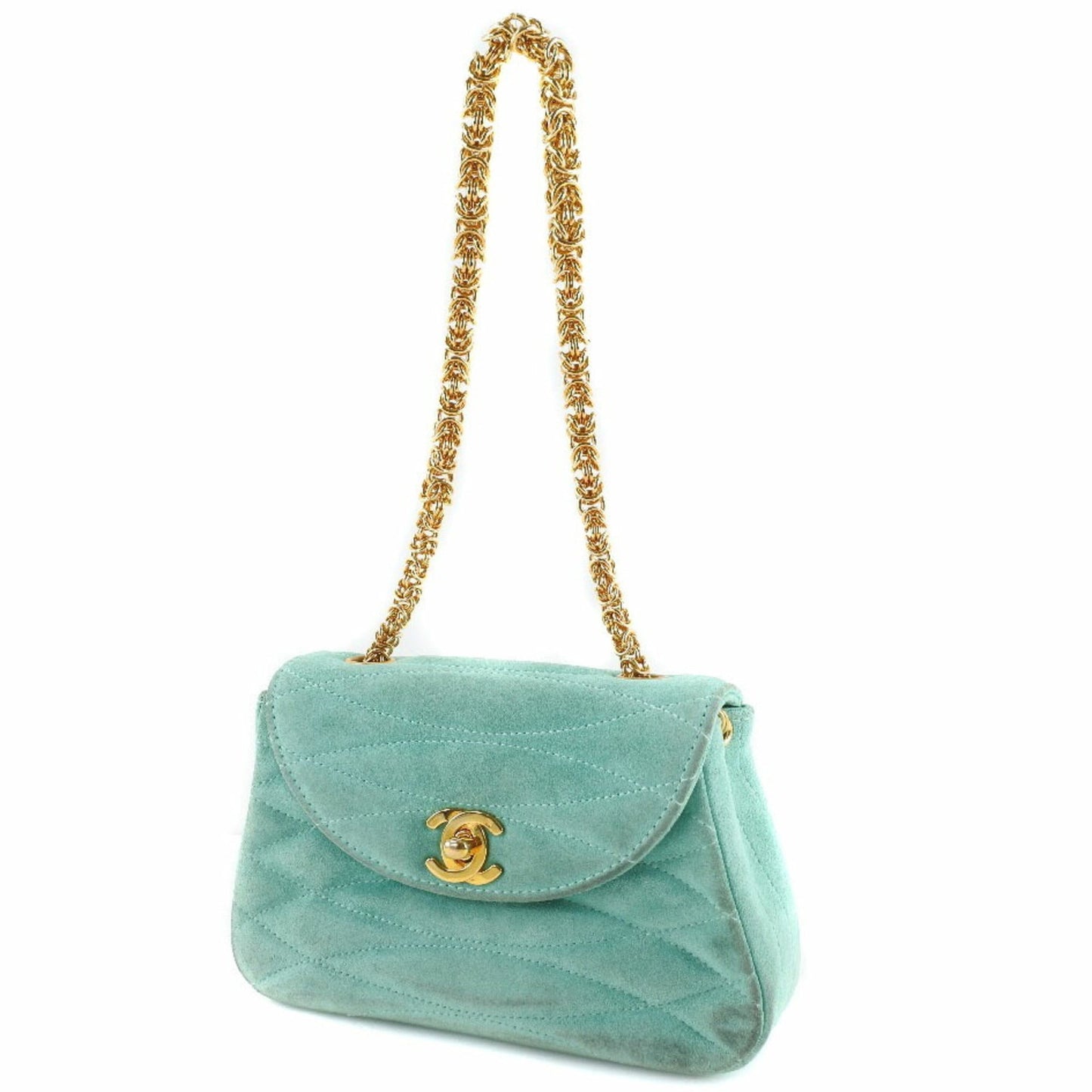 Chanel Green Suede Clutch