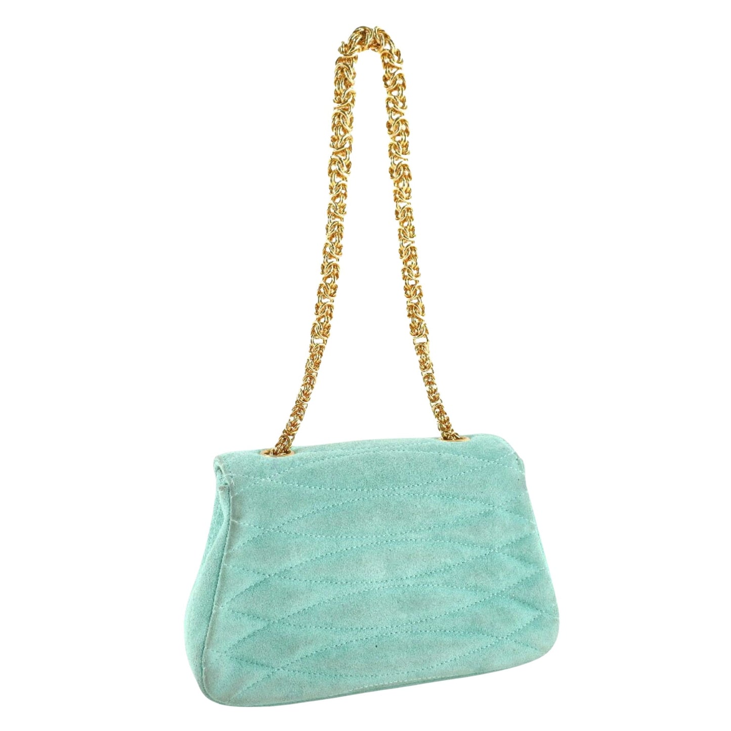Chanel Green Suede Clutch