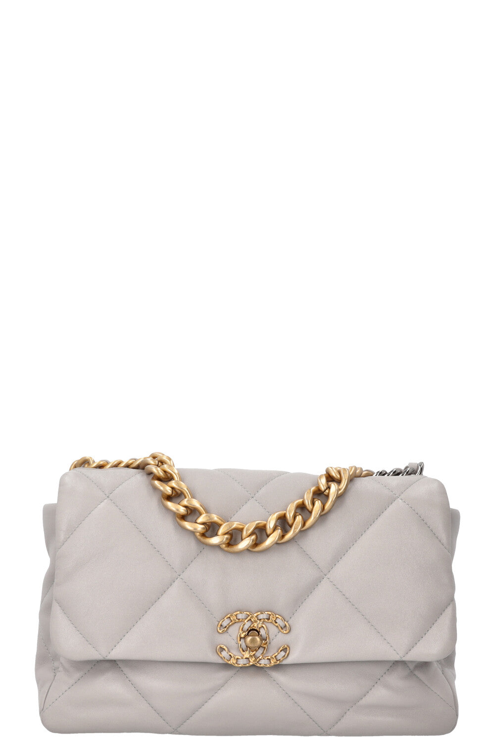 CHANEL 19 Medium Crossbody Bag Leather Grey