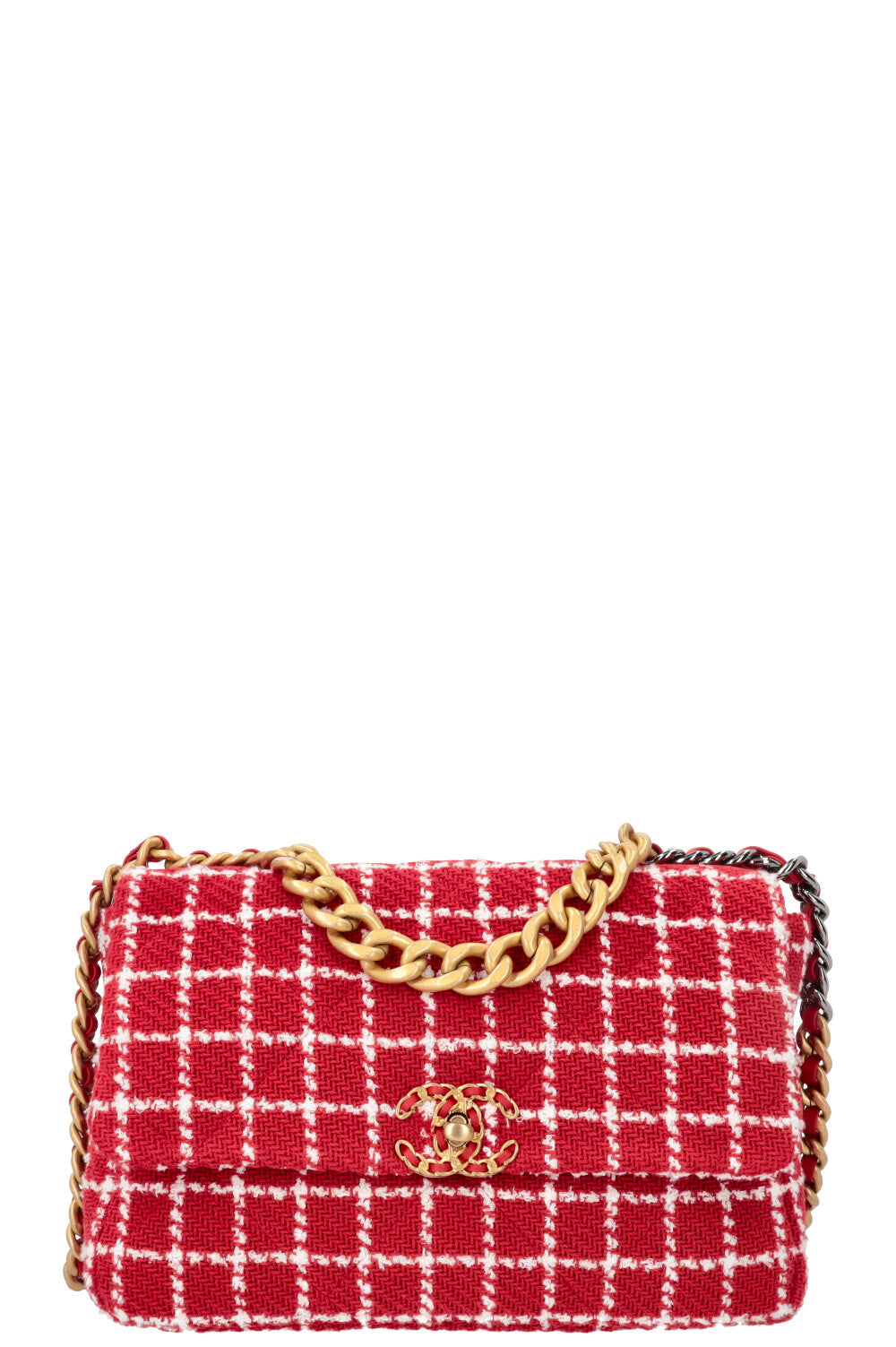 CHANEL 19 Tweed Large Crossbody Bag Red White