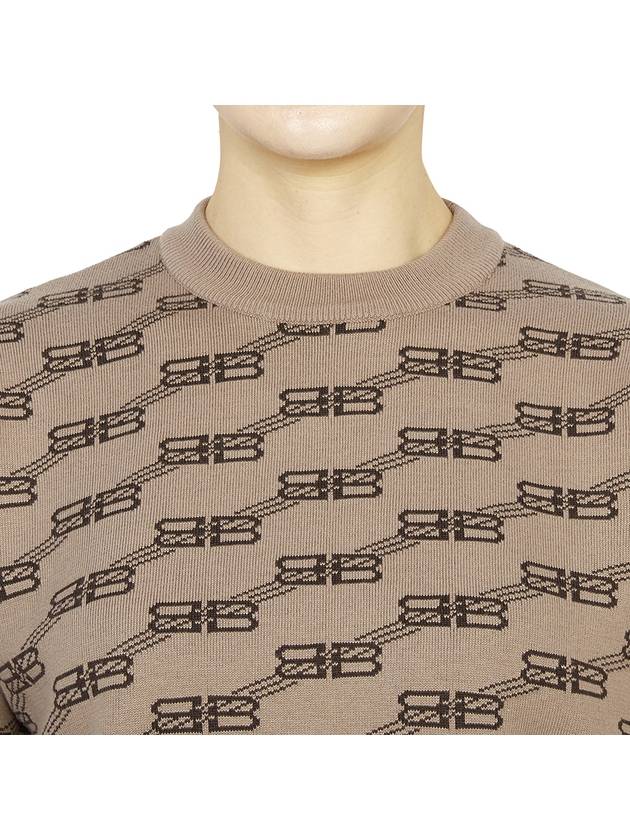 Luxury Balenciaga  BB Icon Jacquard Knit Top Brown