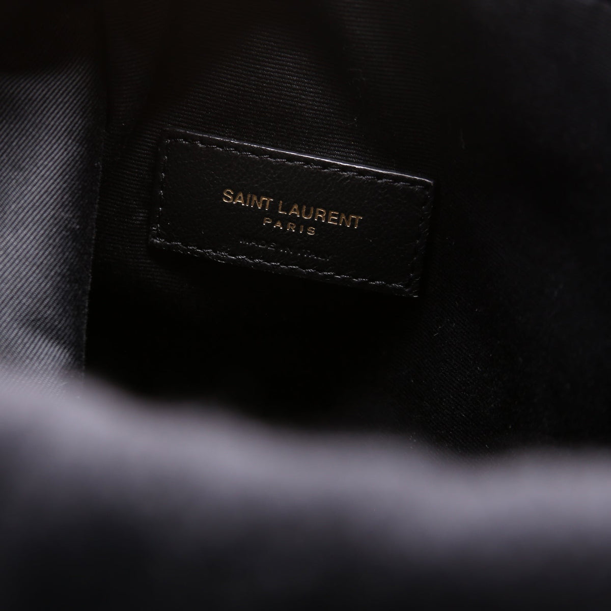 Rive Gauche Wool Felt Embossed Logo Bucket Bag